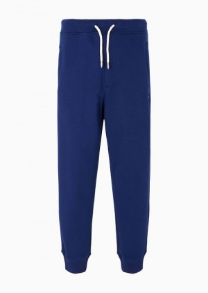 Electric Blue Emporio Armani Asv Capsule Organic-jersey Joggers With Drawstring | EA-SN58348