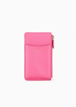 Fuchsia Emporio Armani Deer-print Myea Phone Case With Zip And Pockets | EA-SN57648