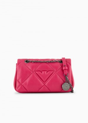 Fuchsia Emporio Armani Quilted Nappa Leather-effect Mini Bag With Flap | EA-SN57433