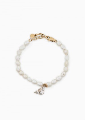 Gold Emporio Armani Gold-tone Stainless Steel Beaded Bracelet | EA-SN57593