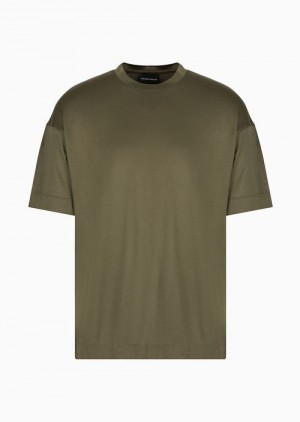 Green Emporio Armani Asv Loose-fit T-shirt In A Lyocell Jersey Blend | EA-SN58650