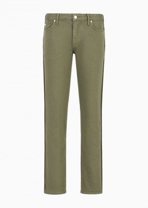 Green Emporio Armani J06 Slim-fit, Soft-dyed, Bull-denim Jeans | EA-SN57957