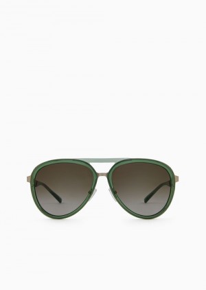 Green Emporio Armani Men’s Aviator Sunglasses | EA-SN59414