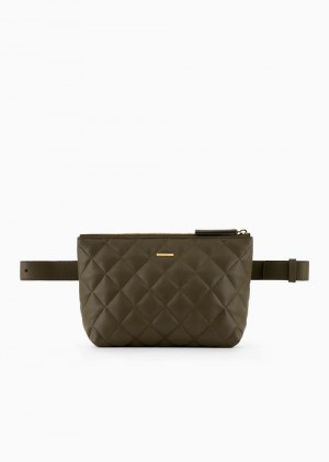 Green Emporio Armani Nappa Leather-effect Quilted Tech Case With Belt | EA-SN59038