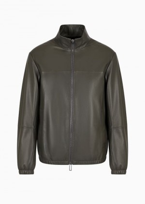 Green Emporio Armani Semi-aniline Nappa Lambskin Blouson With Full-length Zip | EA-SN58188