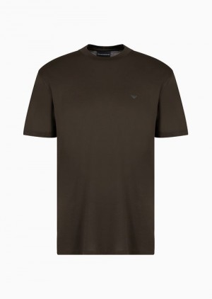 Green Emporio Armani Travel Essentials Lyocell-blend Jersey T-shirt | EA-SN58710