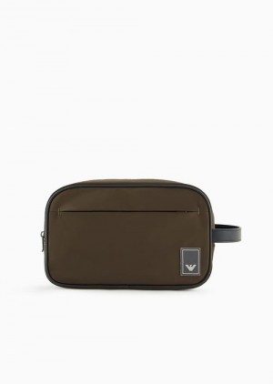 Green Emporio Armani Travel Essentials Nylon Washbag | EA-SN59280