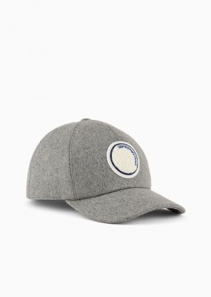 Grey Emporio Armani Asv Capsule Recycled Wool Cloth Baseball Cap | EA-SN59159