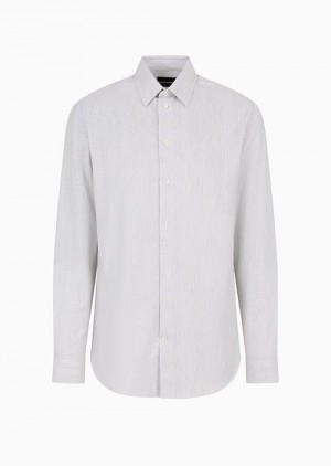 Grey Emporio Armani Asv Modern-fit, Organic Micro Armure Twill Shirt | EA-SN57912