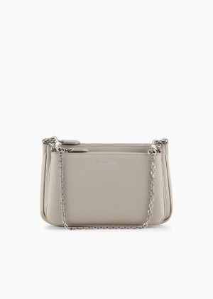 Grey Emporio Armani Deer-print Double Mini Bag With Shoulder Strap | EA-SN57396