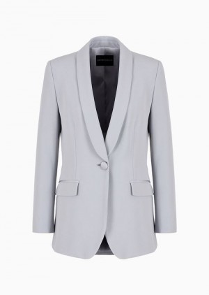 Grey Emporio Armani Envers-satin, Shawl-collar Jacket | EA-SN56468