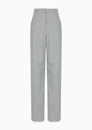 Grey Emporio Armani High-waisted Trousers In Virgin-wool Flannel MéLange | EA-SN56809