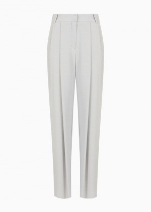 Grey Emporio Armani Icon Trousers With Darts In A Micro-check Jacquard | EA-SN56843