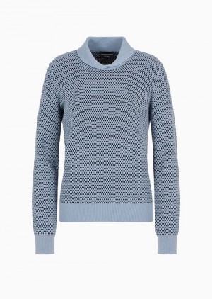 Grey Emporio Armani Icon Two-tone Jumper With A Jacquard Op-art Motif | EA-SN56707