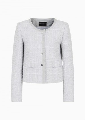 Grey Emporio Armani Lurex Tweed Single-breasted Jacket | EA-SN56486