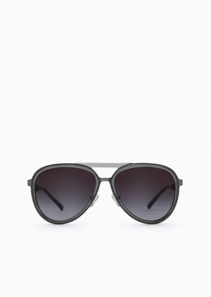 Grey Emporio Armani Men’s Aviator Sunglasses | EA-SN59404