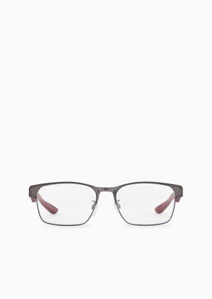 Grey Emporio Armani Men’s Rectangular Glasses | EA-SN59387