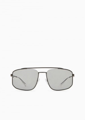 Grey Emporio Armani Men’s Rectangular Sunglasses | EA-SN59480