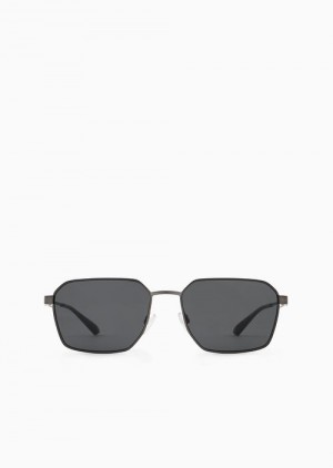 Grey Emporio Armani Men’s Rectangular Sunglasses | EA-SN59484