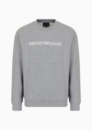 Grey Emporio Armani Modal-blend Sweatshirt With Logo Print | EA-SN58537