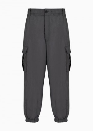 Grey Emporio Armani Nylon Padded Cargo Trousers | EA-SN58275