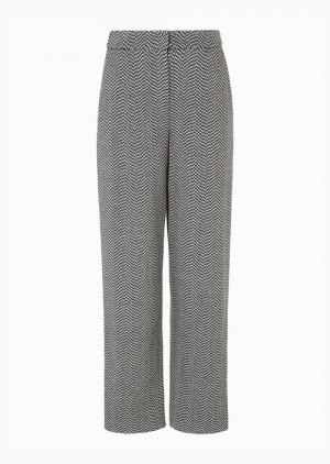 Grey Emporio Armani Recycled Jersey Trousers With Icon Asv Chevron Jacquard Motif | EA-SN56839