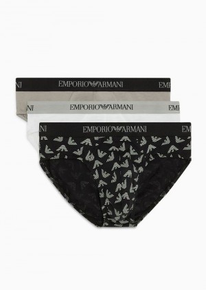 Grey Emporio Armani Three-pack Of Pure Cotton Briefs | EA-SN58828