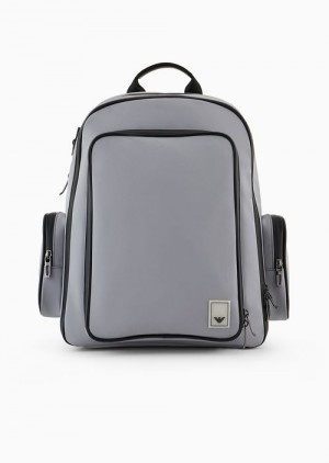 Grey Emporio Armani Travel Essentials Nylon Backpack | EA-SN59007