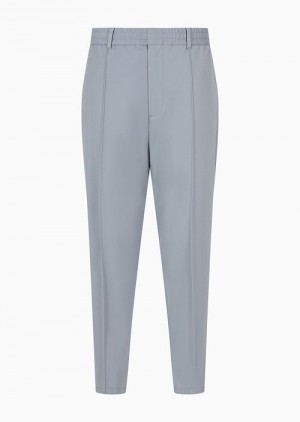 Grey Emporio Armani Travel Essentials Trousers In A Viscose Jersey Blend With Ribs And Elasticated Waist | EA-SN58415