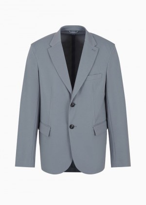 Grey Emporio Armani Travel Essentials Viscose Blend Jersey Blazer | EA-SN57834