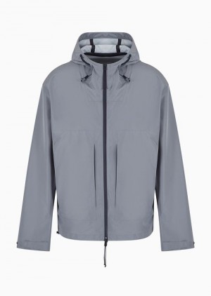 Grey Emporio Armani Travel Essentials Water-repellent Nylon Hooded Blouson | EA-SN58258