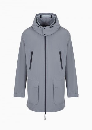 Grey Emporio Armani Travel Essentials Water-repellent Nylon Full-zip Blouson | EA-SN58259