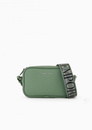 Light Green Emporio Armani Deer-print Camera Case With Shoulder Strap | EA-SN57356