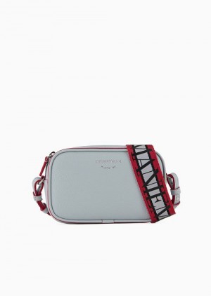 Light Grey Emporio Armani Deer-print Camera Case With Shoulder Strap | EA-SN57346