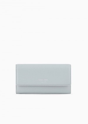 Light Grey Emporio Armani Deer-print Myea Wallet With Flap | EA-SN57635