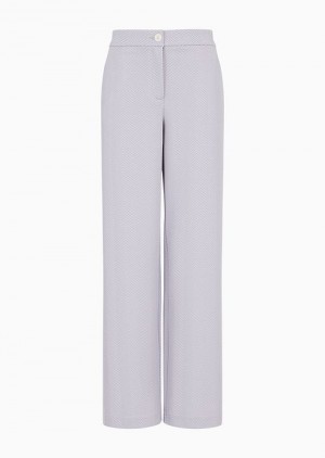 Lilla Emporio Armani Embossed Chevron Jacquard Jersey Trousers | EA-SN56889