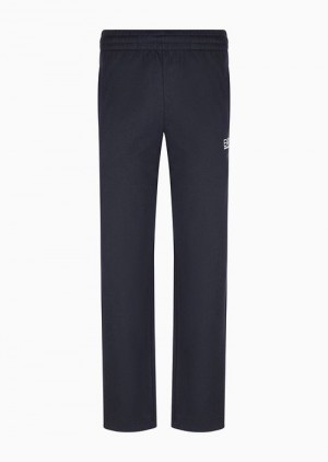 Midnight Blue Emporio Armani Core Identity Cotton-jersey Fleece Trousers | EA7-SN59842