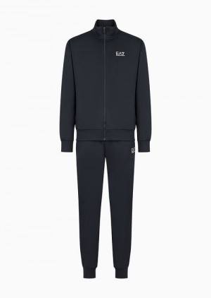 Midnight Blue Emporio Armani Core Identity Technical Fabric Tracksuit | EA7-SN59898