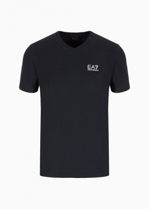 Midnight Blue Emporio Armani Core Identity Stretch Cotton-jersey T-shirt | EA7-SN59937