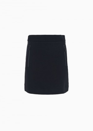 Midnight Blue Emporio Armani Double Jersey Pencil Mini Skirt | EA-SN56916