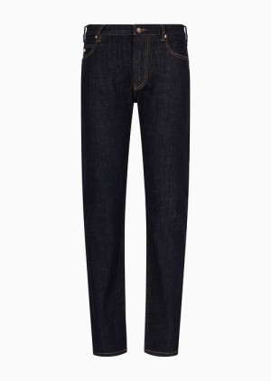 Midnight Blue Emporio Armani J45 Regular-fit, Rinse-washed, Denim Jeans | EA-SN57979