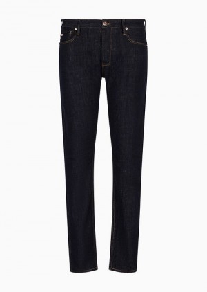 Midnight Blue Emporio Armani J75 Slim-fit Jeans Rinse-wash Denim Jeans | EA-SN57939