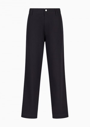 Midnight Blue Emporio Armani Sustainable Collection Organic Bull Trousers | EA-SN58352