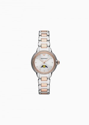 Multicolour Emporio Armani Three-hand Moonphase Two-tone Stainless Steel Watch | EA-SN57697