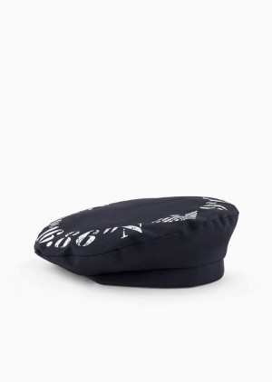 Navy Blue Emporio Armani Asv Capsule Organic Cotton Beret With Coordinates | EA-SN57466