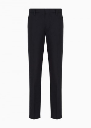 Navy Blue Emporio Armani Comfort-gabardine Chinos | EA-SN58403