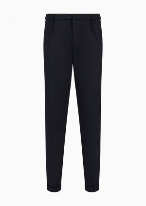 Navy Blue Emporio Armani Compact Cotton Chinos | EA-SN58380