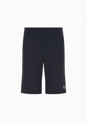 Navy Blue Emporio Armani Core Identity Cotton Board Shorts | EA7-SN59828