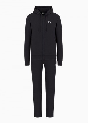 Navy Blue Emporio Armani Cotton Core Identity Tracksuit With Logo | EA7-SN59907