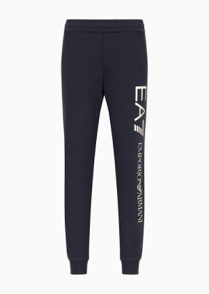 Navy Blue Emporio Armani Cotton Logo Series Joggers | EA7-SN59855